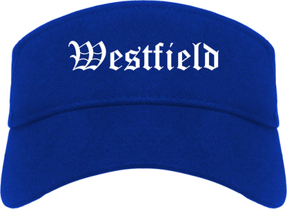 Westfield New Jersey NJ Old English Mens Visor Cap Hat Royal Blue