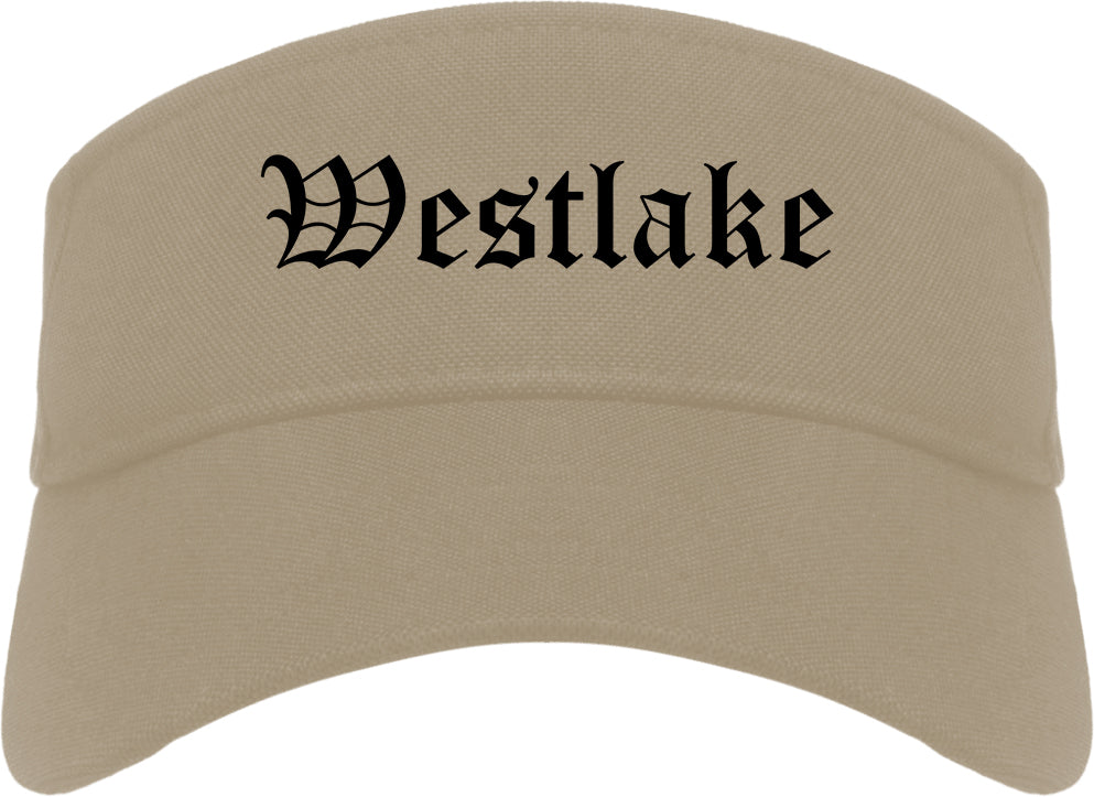 Westlake Ohio OH Old English Mens Visor Cap Hat Khaki