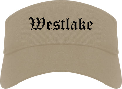 Westlake Ohio OH Old English Mens Visor Cap Hat Khaki