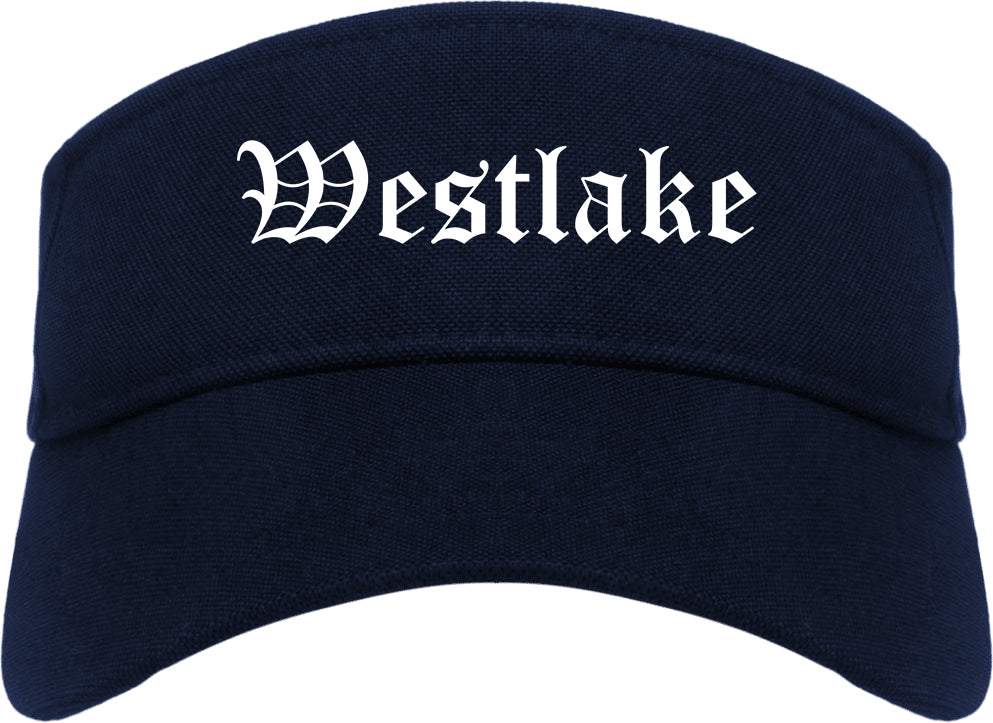 Westlake Ohio OH Old English Mens Visor Cap Hat Navy Blue
