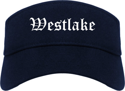 Westlake Ohio OH Old English Mens Visor Cap Hat Navy Blue