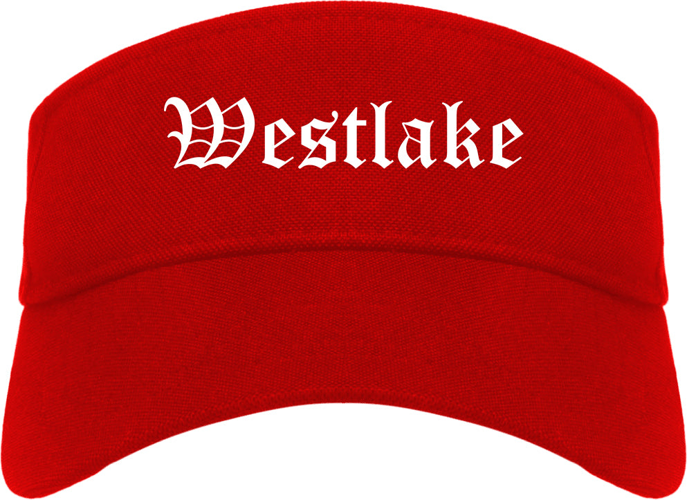Westlake Ohio OH Old English Mens Visor Cap Hat Red
