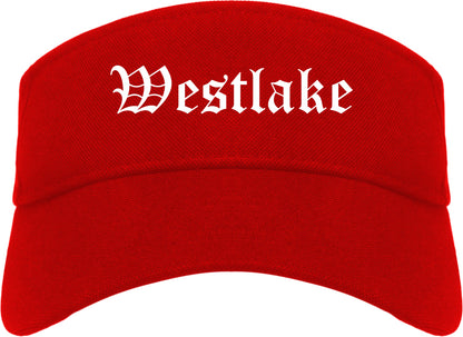 Westlake Ohio OH Old English Mens Visor Cap Hat Red