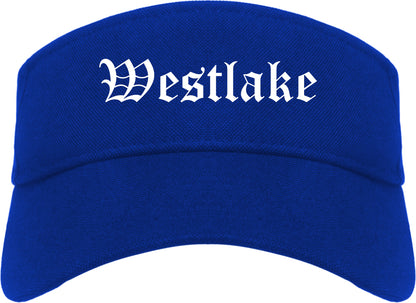 Westlake Ohio OH Old English Mens Visor Cap Hat Royal Blue
