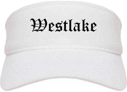 Westlake Ohio OH Old English Mens Visor Cap Hat White