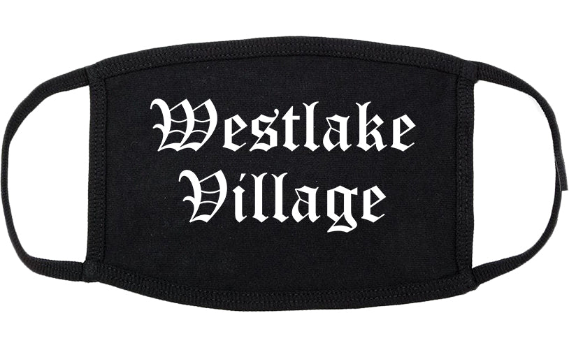 Westlake Village California CA Old English Cotton Face Mask Black