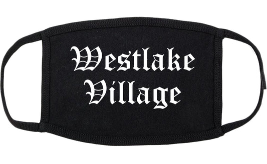 Westlake Village California CA Old English Cotton Face Mask Black