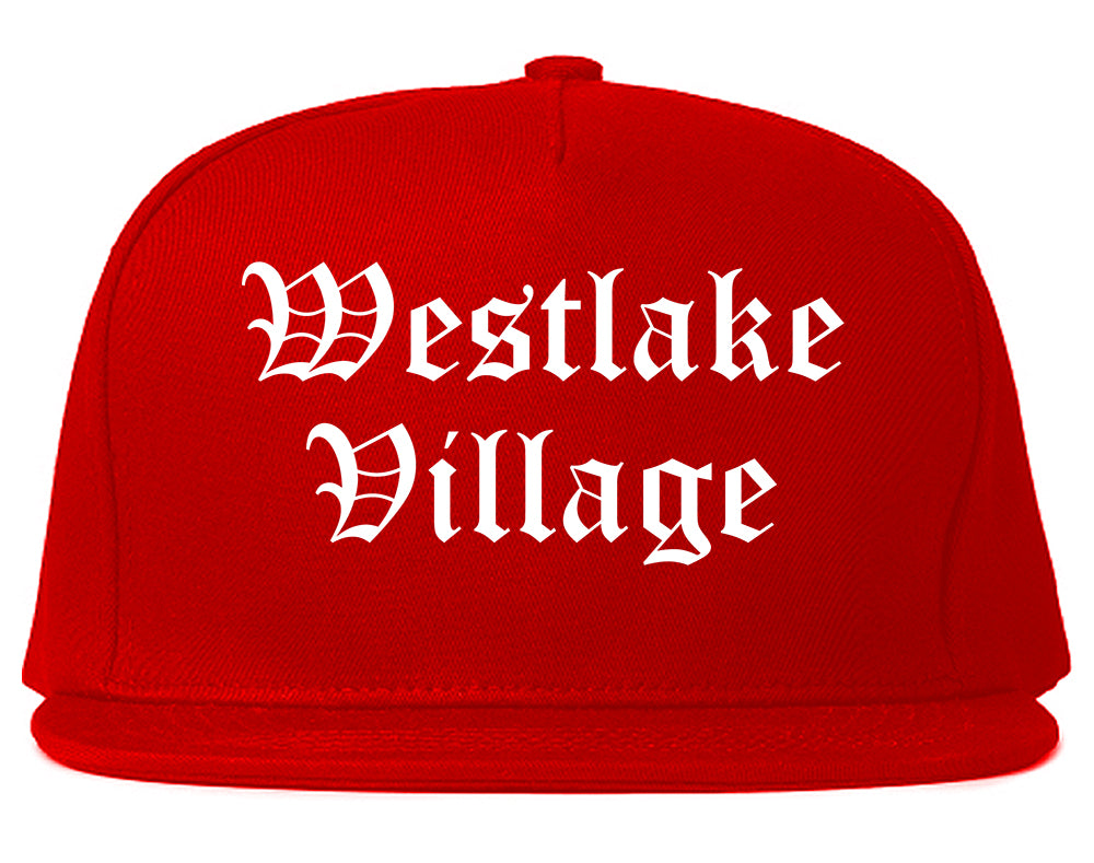 Westlake Village California CA Old English Mens Snapback Hat Red