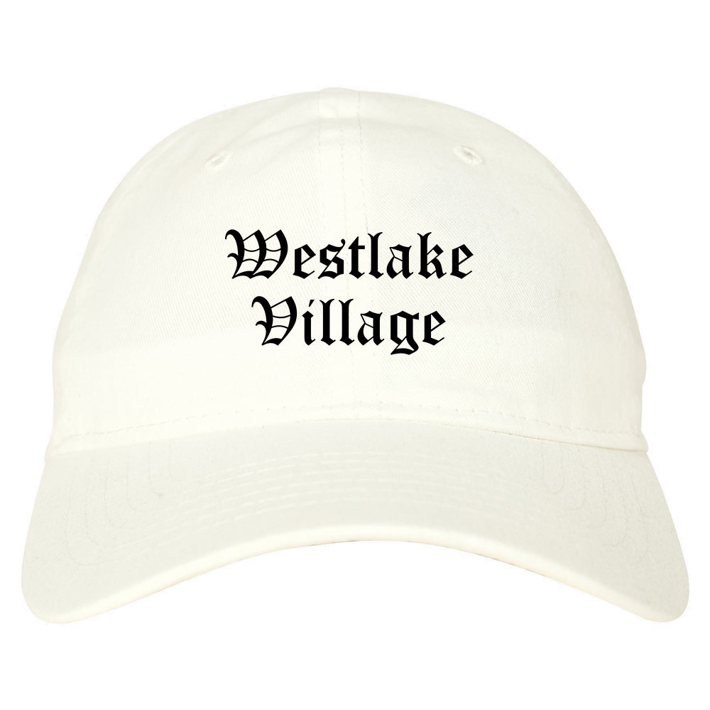 Westlake Village California CA Old English Mens Dad Hat Baseball Cap White