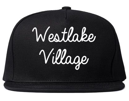 Westlake Village California CA Script Mens Snapback Hat Black