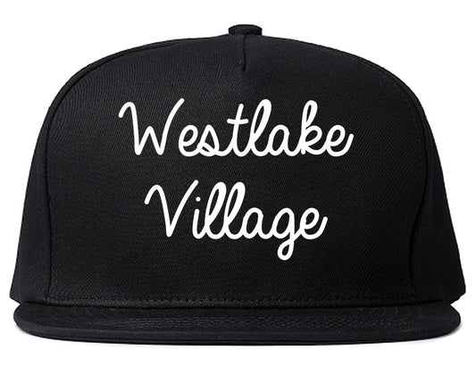 Westlake Village California CA Script Mens Snapback Hat Black