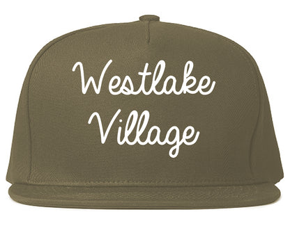 Westlake Village California CA Script Mens Snapback Hat Grey