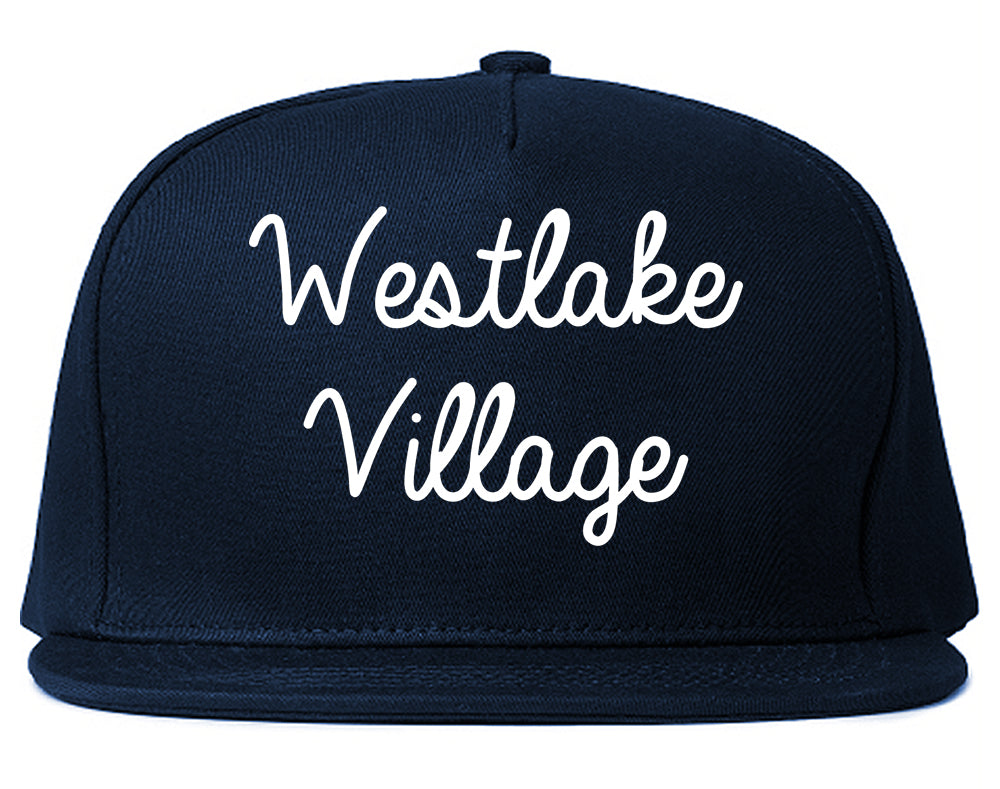 Westlake Village California CA Script Mens Snapback Hat Navy Blue