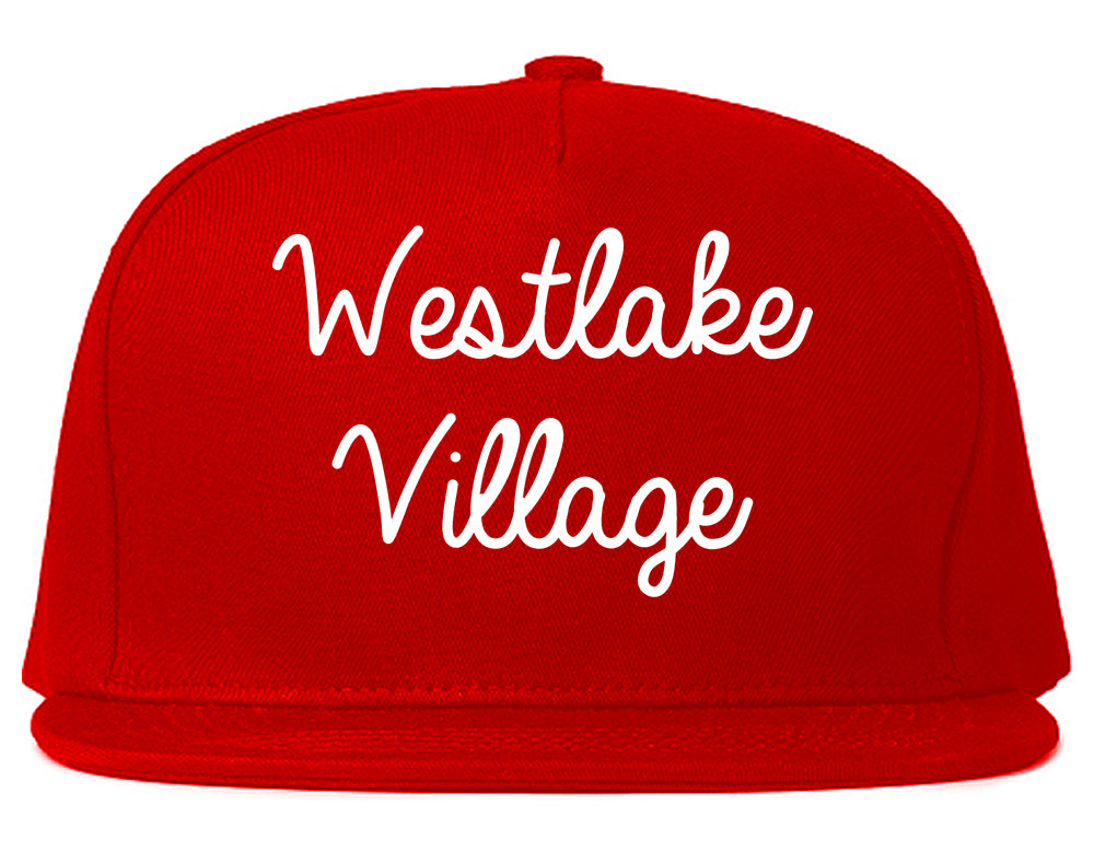 Westlake Village California CA Script Mens Snapback Hat Red