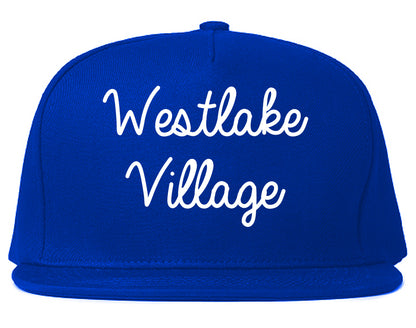 Westlake Village California CA Script Mens Snapback Hat Royal Blue