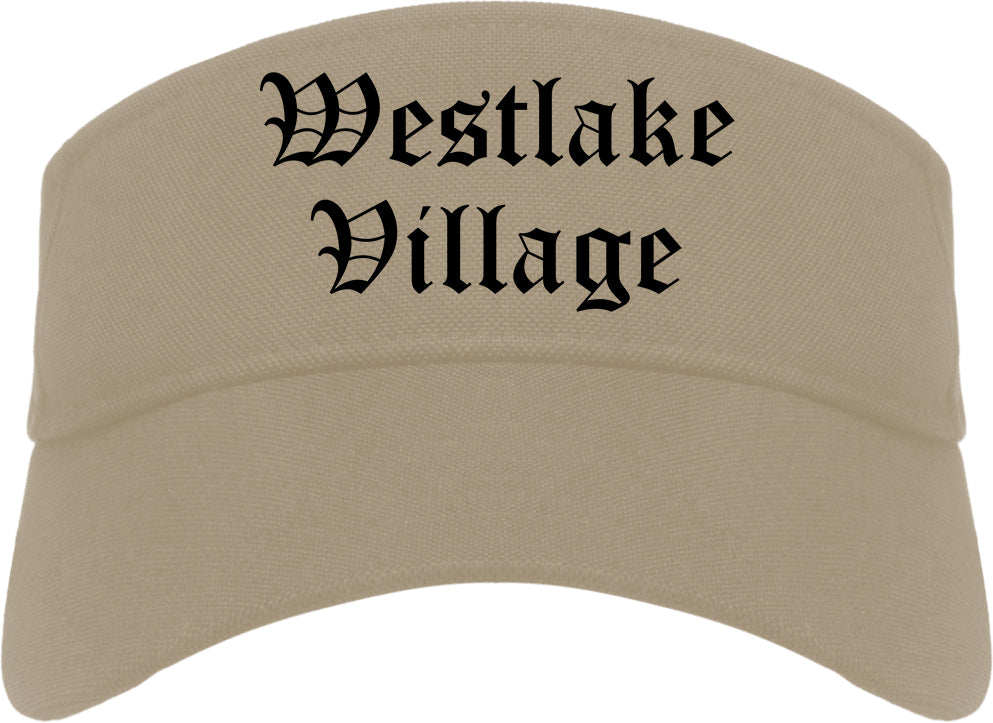 Westlake Village California CA Old English Mens Visor Cap Hat Khaki