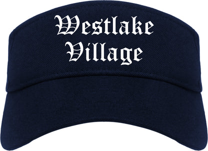 Westlake Village California CA Old English Mens Visor Cap Hat Navy Blue
