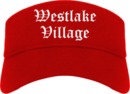 Westlake Village California CA Old English Mens Visor Cap Hat Red