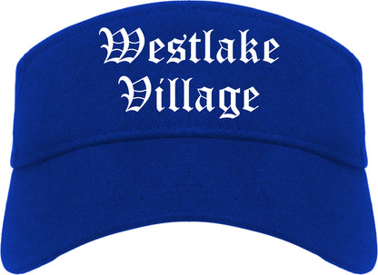 Westlake Village California CA Old English Mens Visor Cap Hat Royal Blue