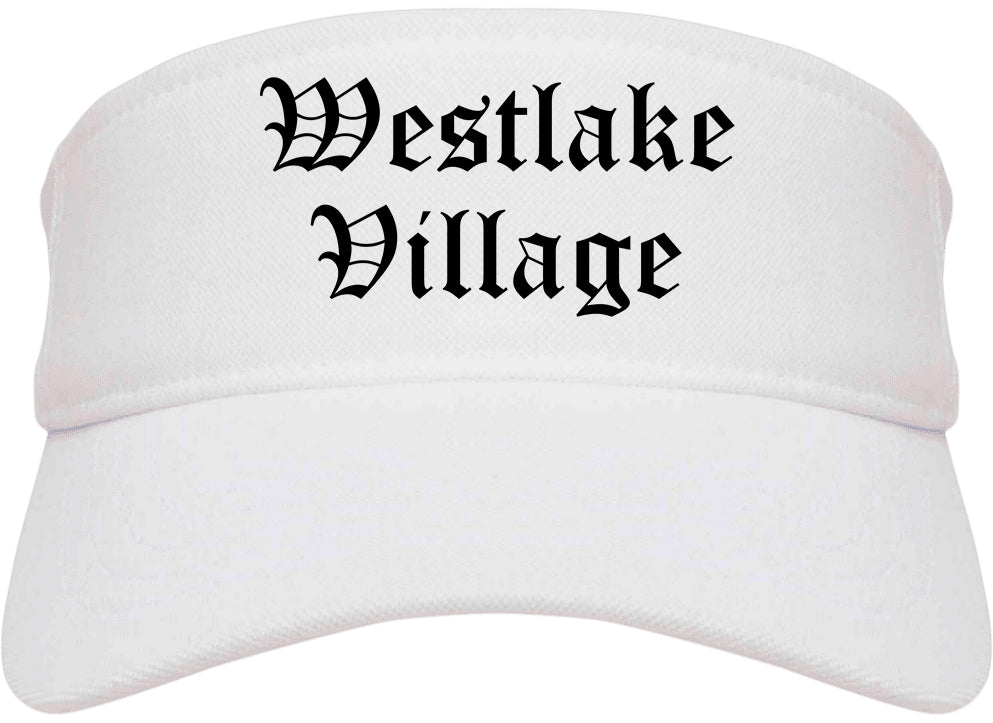 Westlake Village California CA Old English Mens Visor Cap Hat White