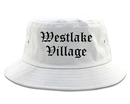 Westlake Village California CA Old English Mens Bucket Hat White