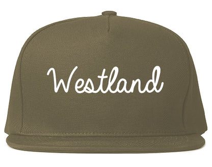 Westland Michigan MI Script Mens Snapback Hat Grey