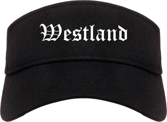 Westland Michigan MI Old English Mens Visor Cap Hat Black