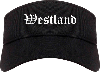 Westland Michigan MI Old English Mens Visor Cap Hat Black