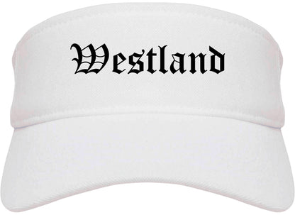Westland Michigan MI Old English Mens Visor Cap Hat White