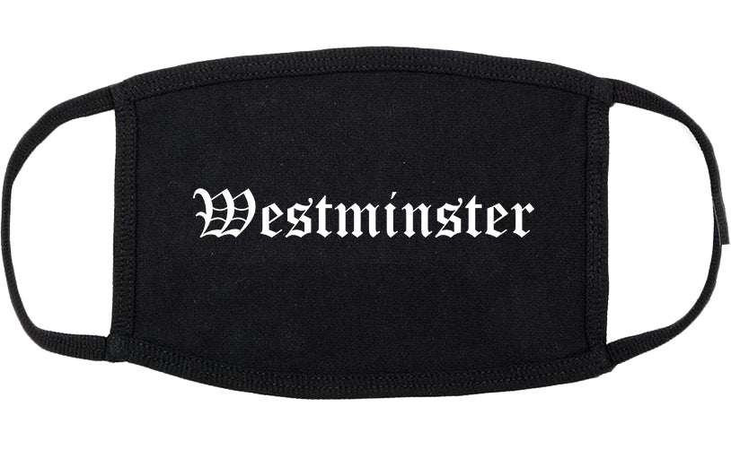 Westminster California CA Old English Cotton Face Mask Black
