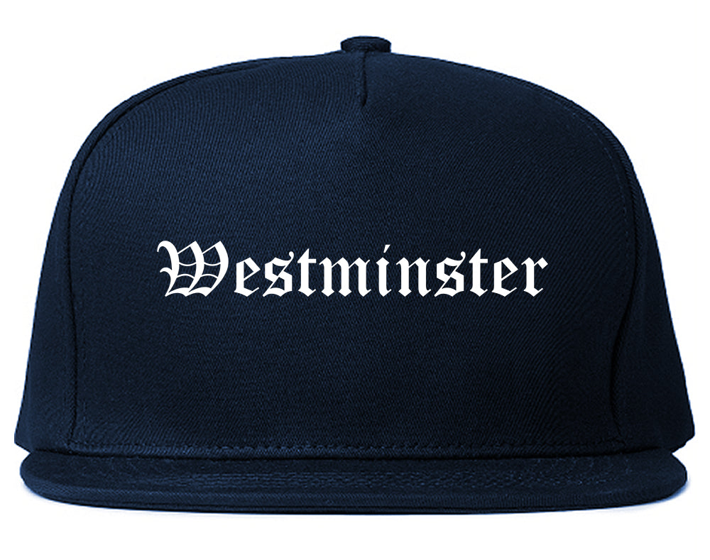 Westminster California CA Old English Mens Snapback Hat Navy Blue