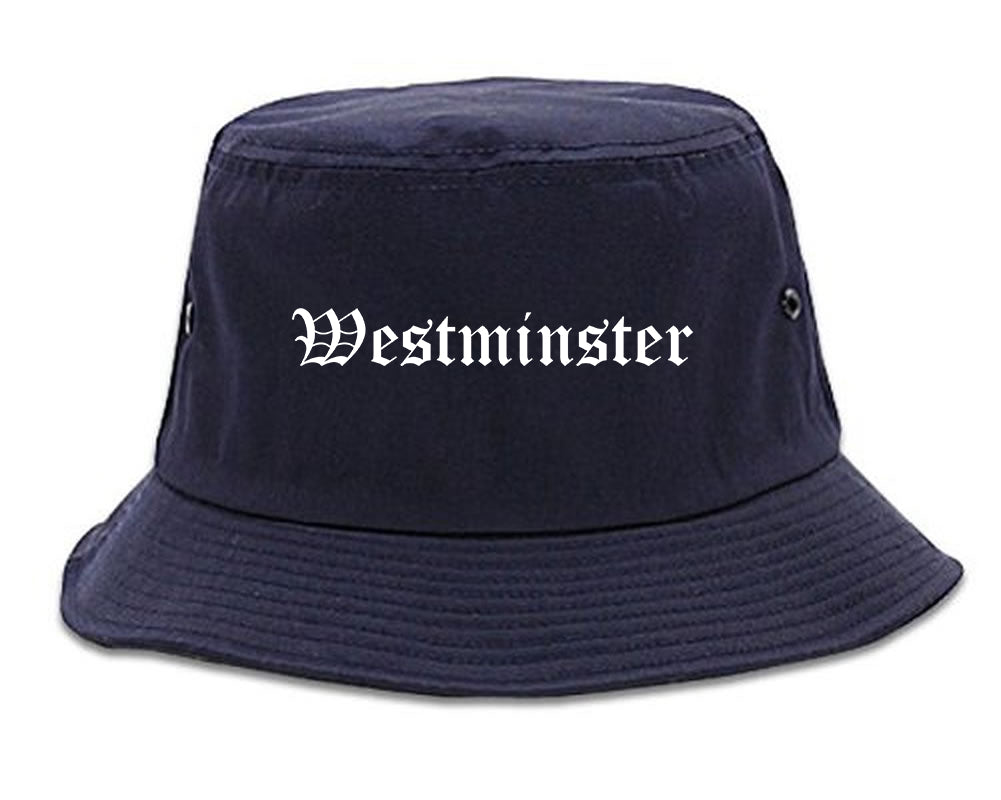 Westminster California CA Old English Mens Bucket Hat Navy Blue
