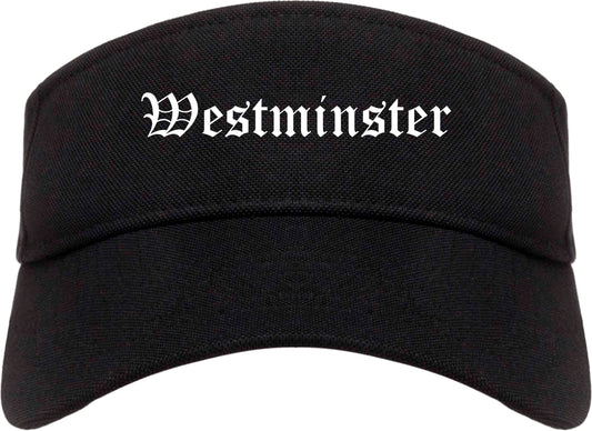 Westminster California CA Old English Mens Visor Cap Hat Black