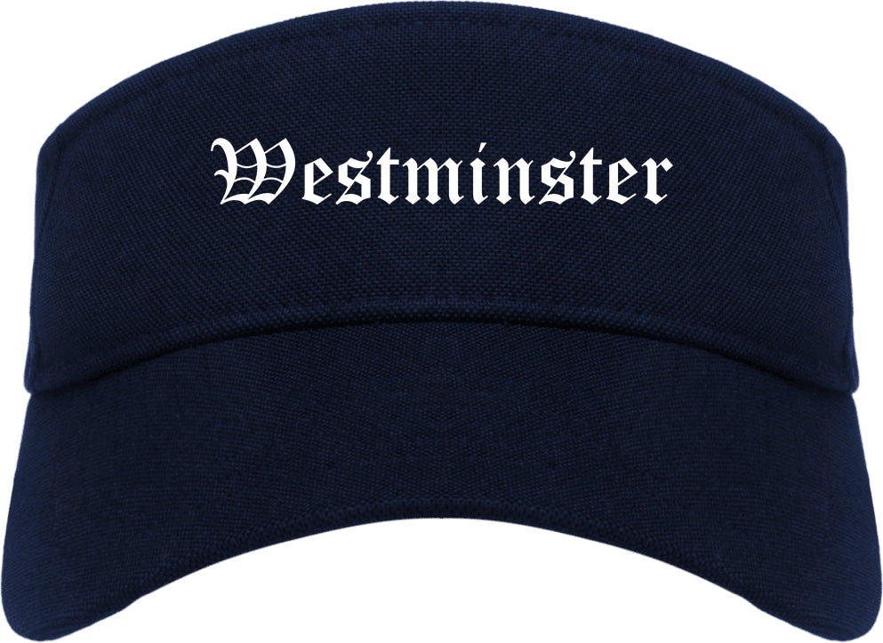 Westminster California CA Old English Mens Visor Cap Hat Navy Blue