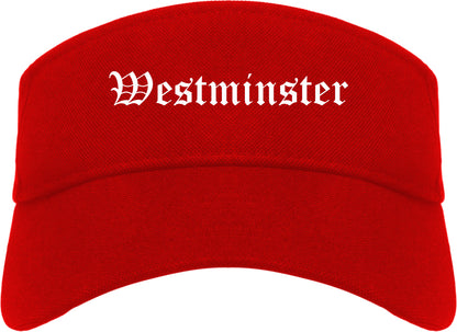 Westminster California CA Old English Mens Visor Cap Hat Red