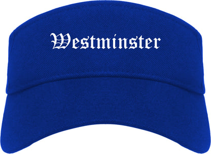Westminster California CA Old English Mens Visor Cap Hat Royal Blue