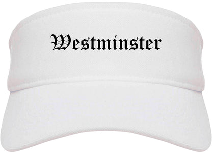 Westminster California CA Old English Mens Visor Cap Hat White
