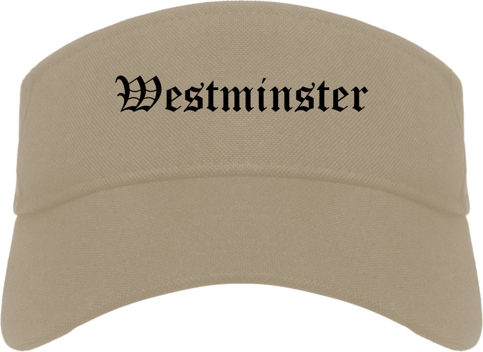 Westminster Colorado CO Old English Mens Visor Cap Hat Khaki