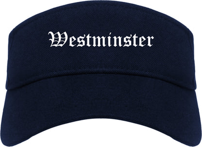 Westminster Colorado CO Old English Mens Visor Cap Hat Navy Blue