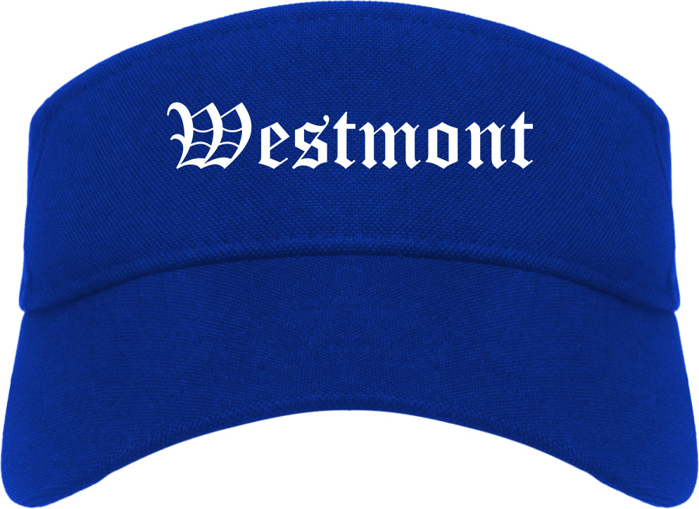 Westmont Illinois IL Old English Mens Visor Cap Hat Royal Blue