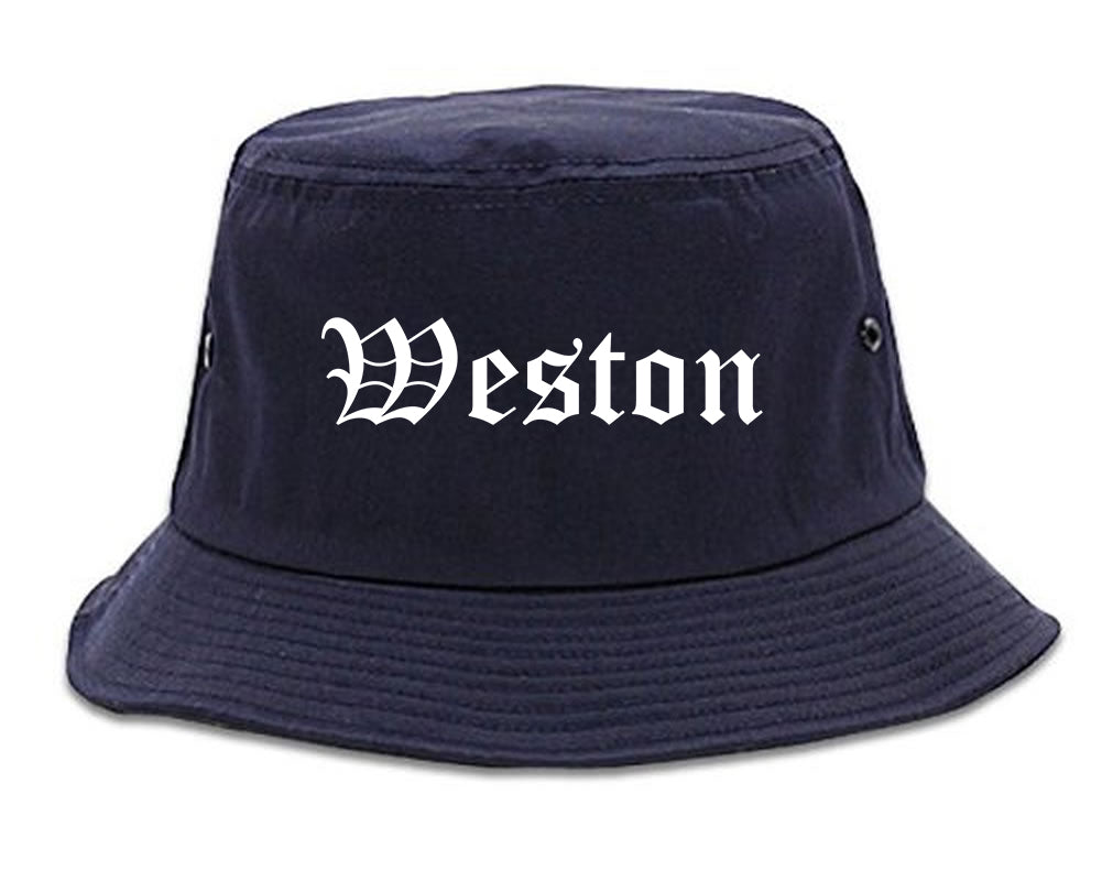 Weston Florida FL Old English Mens Bucket Hat Navy Blue