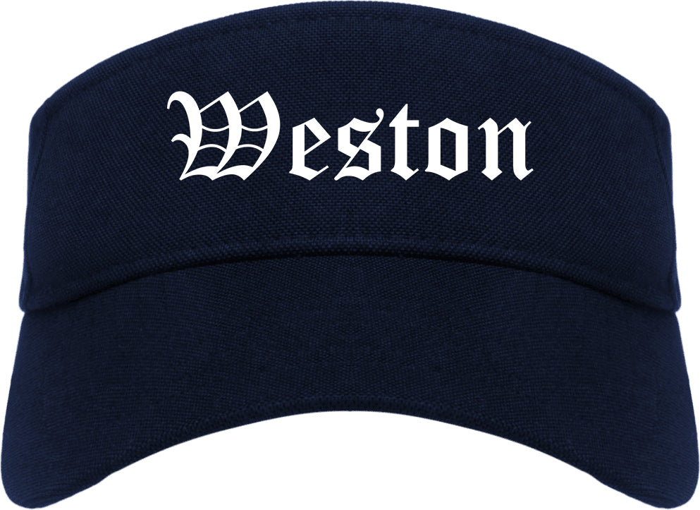 Weston Florida FL Old English Mens Visor Cap Hat Navy Blue