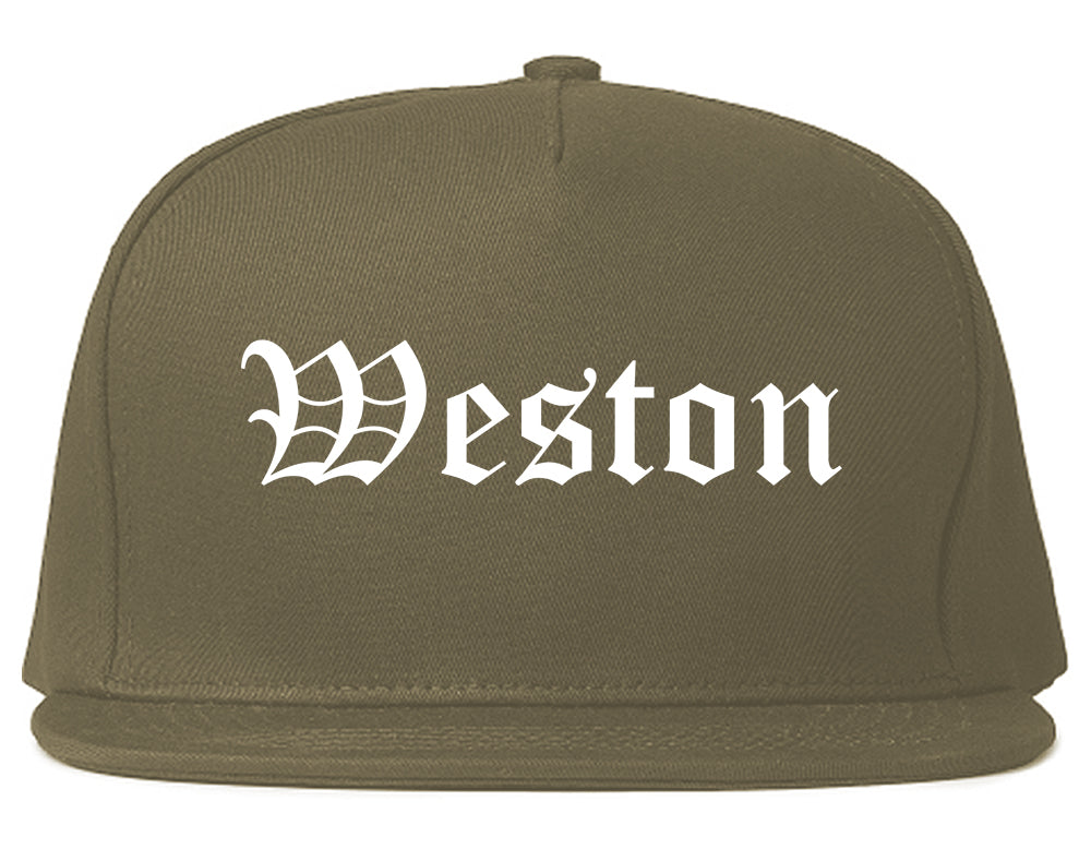 Weston Wisconsin WI Old English Mens Snapback Hat Grey