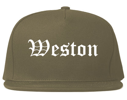 Weston Wisconsin WI Old English Mens Snapback Hat Grey