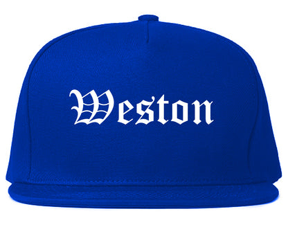 Weston Wisconsin WI Old English Mens Snapback Hat Royal Blue