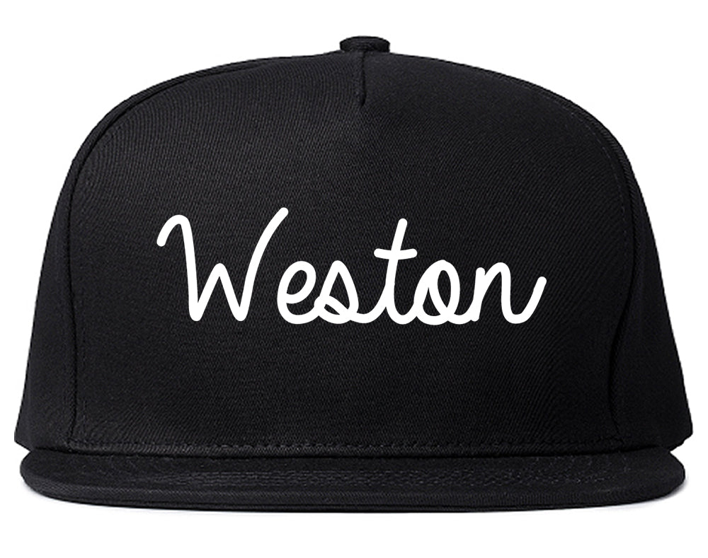 Weston Wisconsin WI Script Mens Snapback Hat Black