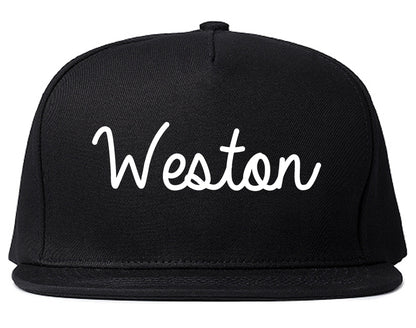 Weston Wisconsin WI Script Mens Snapback Hat Black