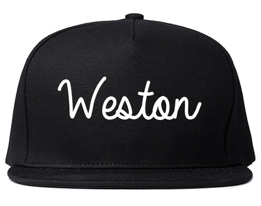 Weston Wisconsin WI Script Mens Snapback Hat Black