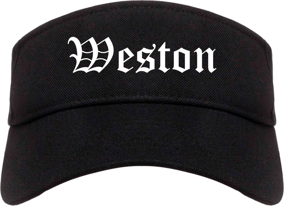 Weston Wisconsin WI Old English Mens Visor Cap Hat Black