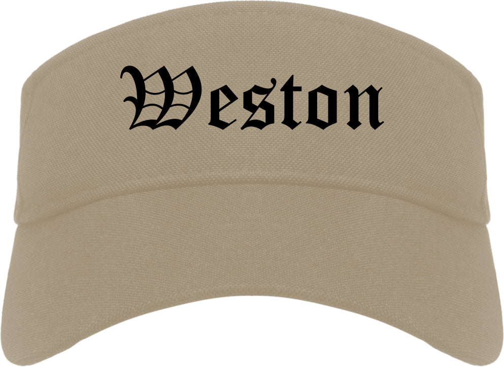 Weston Wisconsin WI Old English Mens Visor Cap Hat Khaki